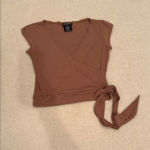 Y2K Brown Wrap  Crop Top